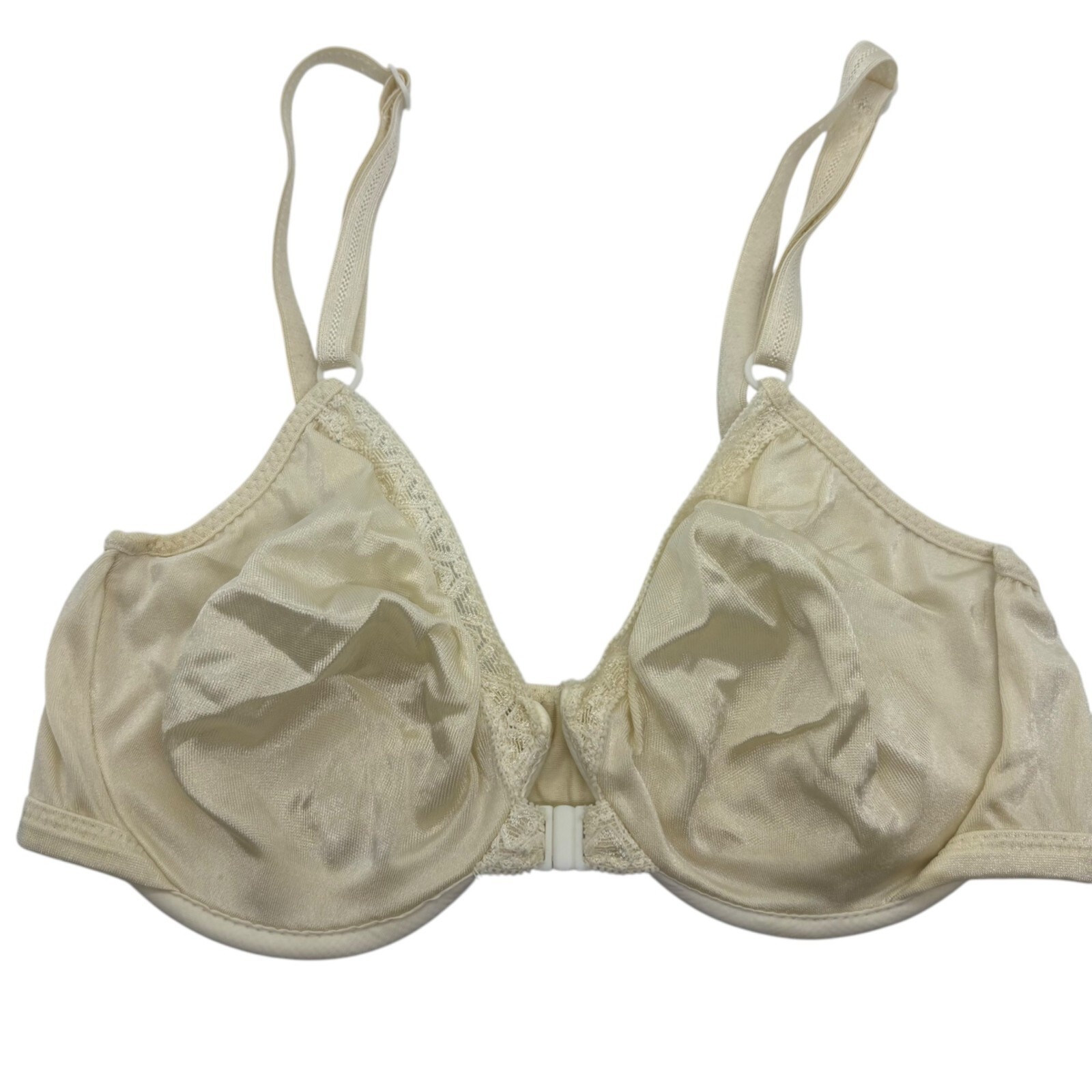 Vintage Sears Nylon &amp; Lycra Spandex Underwire Bra 34ABC Ivory Front Clasp - $24.00