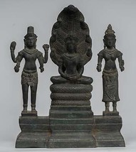 Antik Bayon Stil Khmer Meditation Buddha. Vishnu Und Lakshmi- 36cm/35.6cm - £898.50 GBP