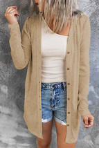 Solid Color Open-Front Buttons Cardigan - £22.16 GBP