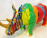 Modern Pop Art Paint Drip Rhino Rhinoceros Sculpture 19.5&quot; long - $385.11