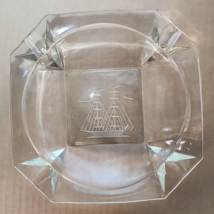 Vintage Glass Etched Ship Ashtry / Trinket Dish / Coin Tray - $39.59