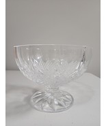 Vintage Pedestal Crystal Glass Centerpiece Bowl - Panels &amp; Diamond Desig... - £16.18 GBP