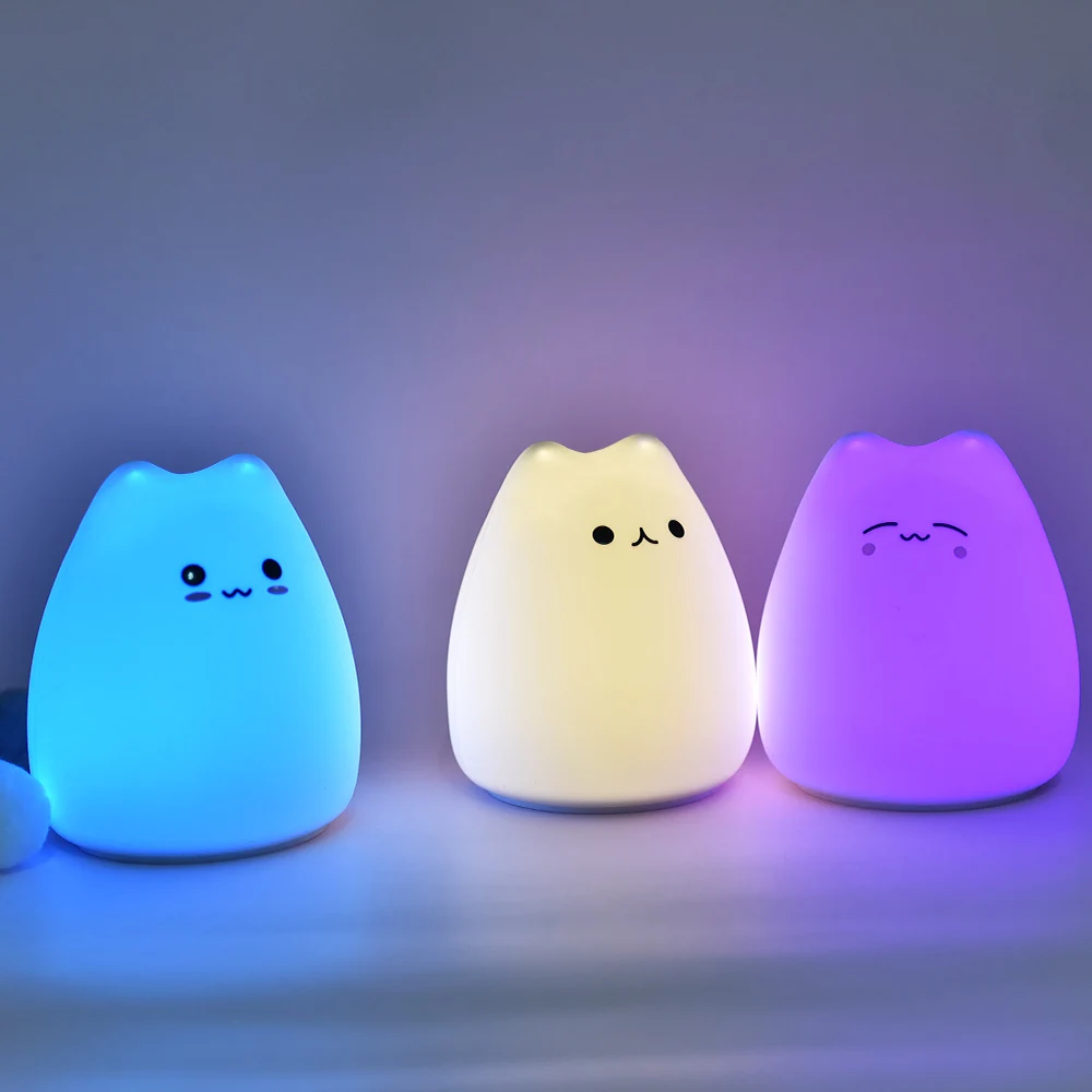 LED Night Light For Children Baby Kids soft Silicone Touch Sensor 7 Colors - $14.09+