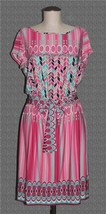 LAUNDRY by Design Colorful Bohemian Cap Sleeve Belted Stretchy Knit Dres... - $23.99