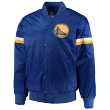 NBA Golden State Warriors Blue Satin Bomber Letterman Varsity Baseball Jacket - £109.35 GBP