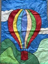 Rainbow Hot Air Balloon Nylon Garden Flag 38”X 27” Embroidered Double-sided - £7.58 GBP