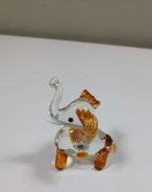 Elephant hand blown clear glass miniature figurine crystal sculpture bro... - $3.22