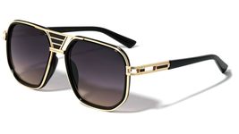 Dweebzilla Gazelle Luxury Sport Pilot Square Aviator Sunglasses (Black &amp; Gold Fr - £10.80 GBP+