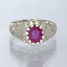 Natural Red Ruby Handmade Silver Statement Ring Size 8 Angel Flower Design 34 - £113.00 GBP