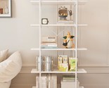 Bookcase: 5 Tiers White Wooden Storage Shelves, Open Display Storage Boo... - £86.66 GBP
