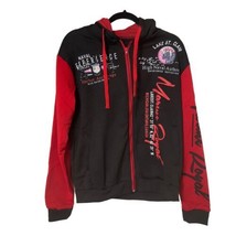 Marina Royal Jacket Mens XL Tracksuit Hooded Full Zip Black Red Top Hoodie - $22.67