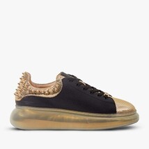 The Venezia Gold & Black Leather Women Sneaker image 6