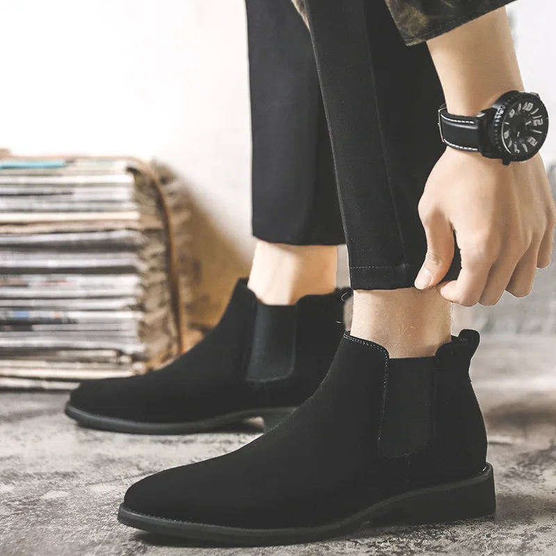 Pop Autumn Early  Shoes Men Chelsea Boots   Leather Shoes Mens Ankle Boots Early - £248.28 GBP
