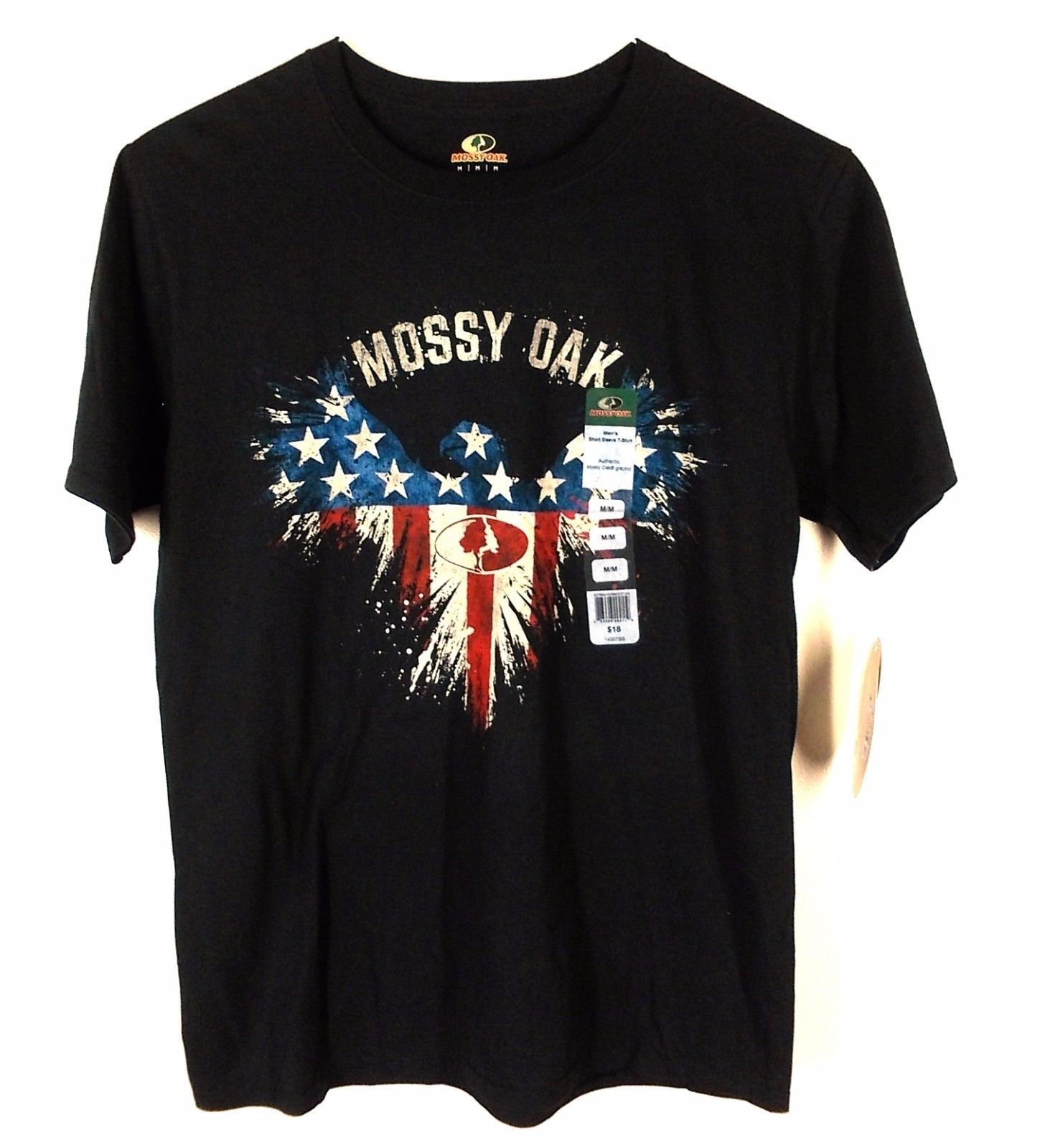 Mossy Oak Men's T-Shirt Size M Authentic Graphic Black Eagle Patriot American - $14.01