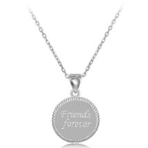 Sterling Silver Rope Border Disc "Friends Forever" Pendant  W/Chain - $55.10