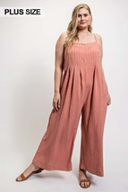 Women&#39;s Texture Woven Sleeveless Jumpsuit With Side Button - $58.00