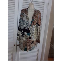 Vintage Chico&#39;s mixed pattern oversized 1 button sweater 1  leopard paisley - $18.32