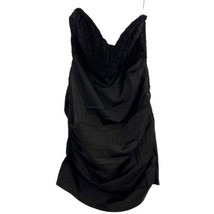 MAJORELLE Black Strapless Lace Bodice Ruched Satin Skirt Cocktail Dress XS - £26.64 GBP