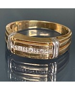 MENS TWO-TONE GOLD  AND DIAMOND BAND RING SIZE 10.5 SKY - $614.76 CAD