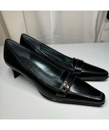 Anne Klein Jemmalyn Black Leather Loafer Pumps 6.5M Kitten Heel iFlex Co... - $51.97 CAD