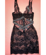 Victoria&#39;s Secret 34DDD,36B,36C,36D,36DD L SLIP DRESS black lace SHINE S... - £89.26 GBP