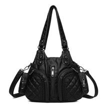 Soft Leather Ruched Handbags Totes Multi Pocket Shoulder Bags For Women Designer - £32.25 GBP