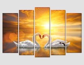 White Swan Canvas Print Romantic Decor Wedding Gift Swan Photo Love Canvas Art L - £38.75 GBP