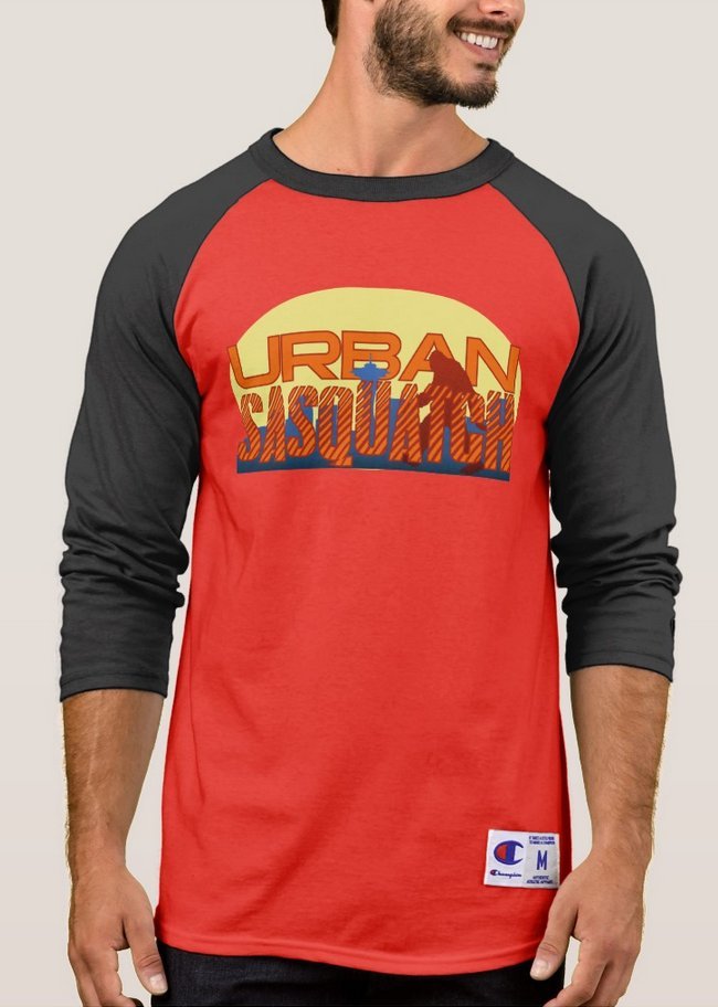 Urban Sasquatch Champion Raglan Baseball Tee Shirt - Red & Black - Men's