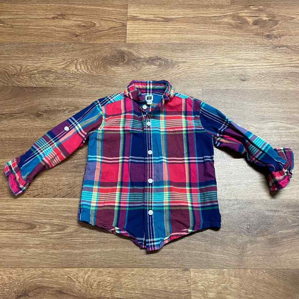 Janie & Jack Colorful Plaid Long Sleeve Button Up Shirt Toddler Boys 18-24M - $21.78