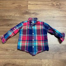 Janie &amp; Jack Colorful Plaid Long Sleeve Button Up Shirt Toddler Boys 18-24M - $21.78