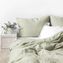 Sage Green Linen Duvet Cover In Boho linen Soft Bedding Duvet Cover With Buttons - £27.82 GBP+
