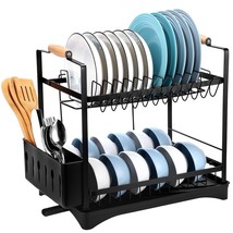2 Tier Large Dish Drying Rack Stainless Steel W/ Drainboard Utensil Cup ... - £49.99 GBP
