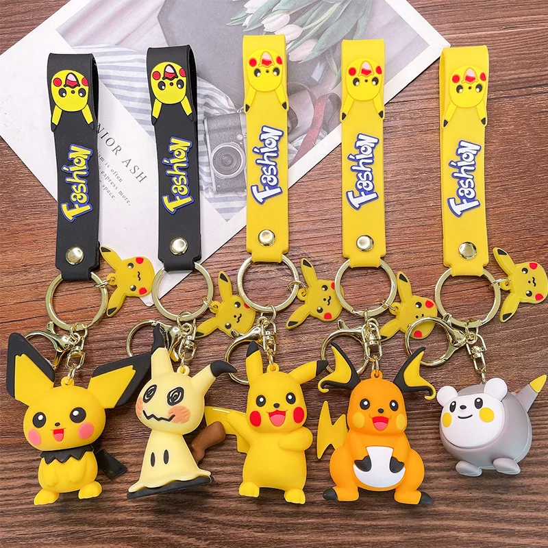 Anime Pokemon Figure Action Model Pikachu Keychain Ornaments Backpack Pendant - £7.19 GBP