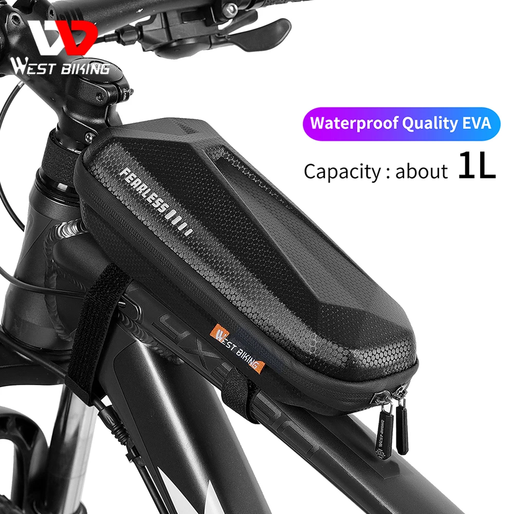 WEST BI 1L Bicycle Top Tube Front Bag MTB Mountain Cycling Waterproof Zipper Sho - £55.80 GBP