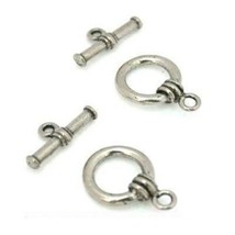 2 Antique Finish Silver Plated Toggle Clasps Clasp Jewelry Art Craft Design - £5.66 GBP