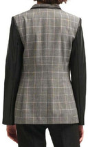allbrand365 designer Womens Faux Leather Sleeve Plaid Jacket,Size Medium - £110.26 GBP