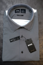 HUGO BOSS Hommes Hank Kent Voyage Slim Fit Performance Robe Extensible Shirt 37 - $64.13