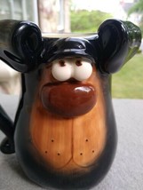 DOUGLAS RUSS BERRIE BLACK DOG 3-D COFFEE MUG BROWN FACE - $12.26