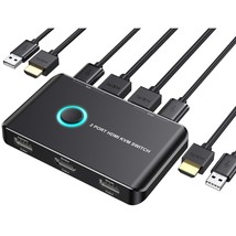 Kvm Switch Hdmi 2 Port Box, Usb And Hdmi Switch For 2 Computers Share Ke... - £43.14 GBP