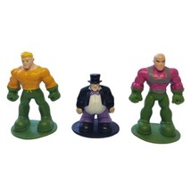 3 DC Comics Mini Super Heroes Figures 2&quot; Plastic Cake Toppers Penguin Aquaman - £7.63 GBP