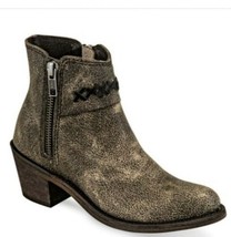 Old West Girls&#39; Charcoal Distressed Leather Ankle Zipper Booties sz 1.5 NIB - $26.64