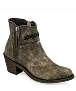 Old West Girls&#39; Charcoal Distressed Leather Ankle Zipper Booties sz 1.5 NIB - £21.04 GBP