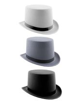 Felt Top Hat , White - Hollywood 57cm - $10.22