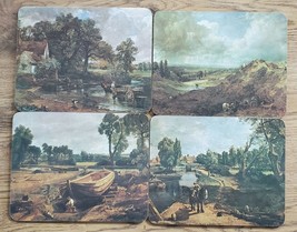 Vintage John Constable Reproduction Paintings on Wooden Trivets Lot of 4 - £23.73 GBP
