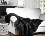 Luxury Plush Faux Fur Throw Blanket, Long Pile Black Throw Blanket, Supe... - $89.99