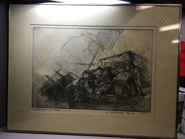 Vintage Etching of a Truck IMP Signed by S. Lichtenstein May 1969 - £35.19 GBP