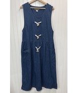 Vintage 90s Brynn Conelly Oversized Denim Jumper Dress Size 8 Maxi Pockets - $442.38 MXN