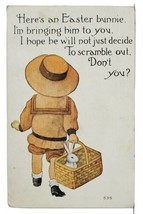 Easter Greeting Cute Child with Bunny in Basket 1913 to Urllisville Postcard N15 - £4.78 GBP