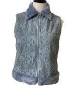 Blanc Noir Vest Blue Reptile Women&#39;s Sz S Faux Leather Fur Soft Smooth C... - $19.88