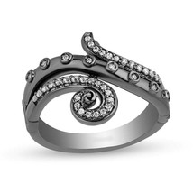 Enchanted Disney Diamond Curled Tentacle Silver Black Rhodium Engagement Ring - £79.12 GBP